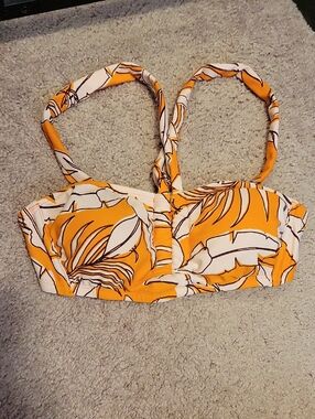 Kona Sol Orange and Light Pink Tropical Bikini Top